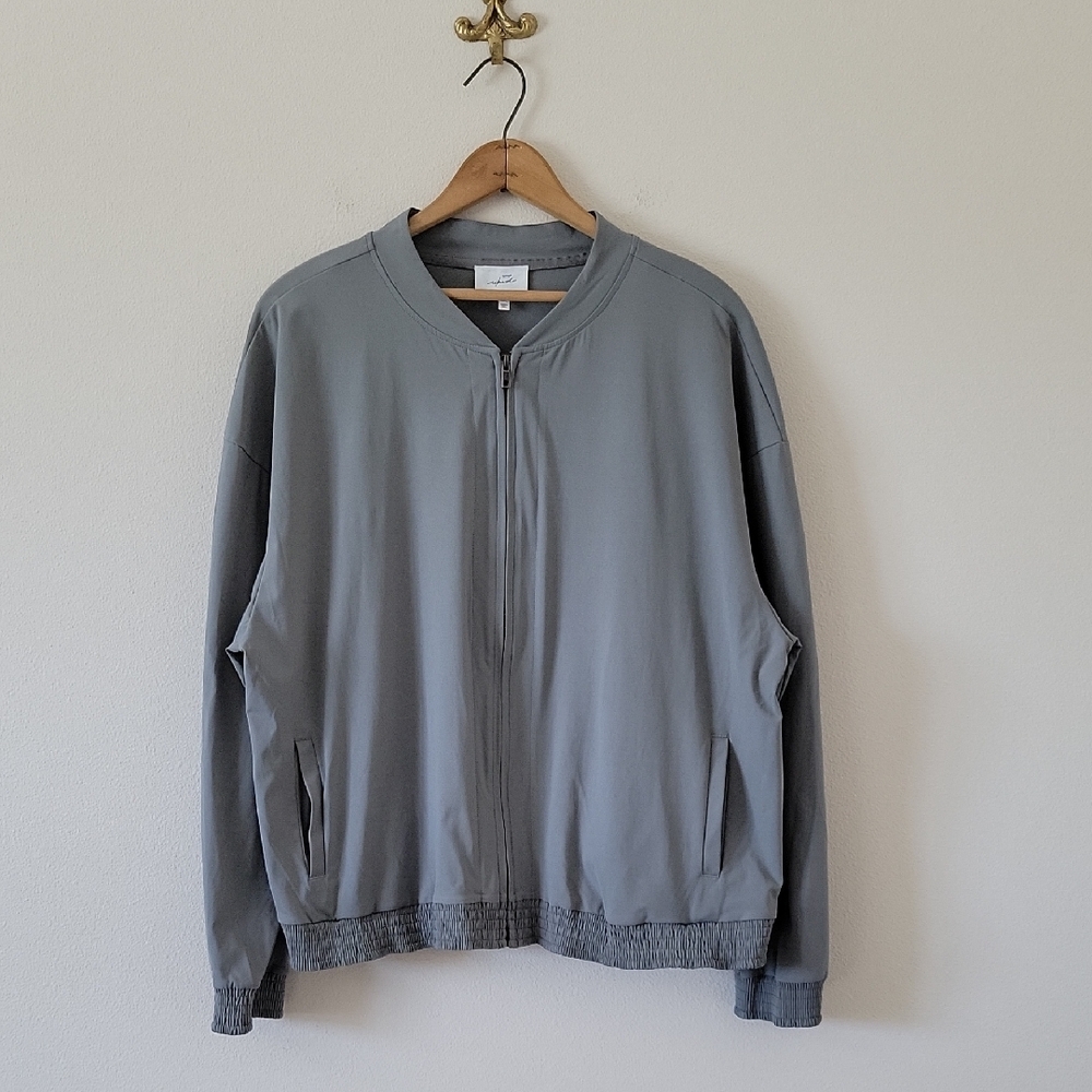 Soma Wknd Grey Tech Knit Bomber Jacket Size XXL